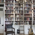 Bespoke residential library with integrated home-office equipment