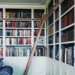 Home library cabinetry incorporating audio-visual equipment