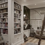 Home library complete with brass library rails and library ladder